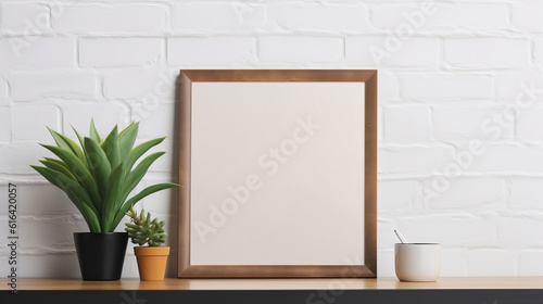 Mockup poster frame close up on wall Art, Mockups Design 3D, HD