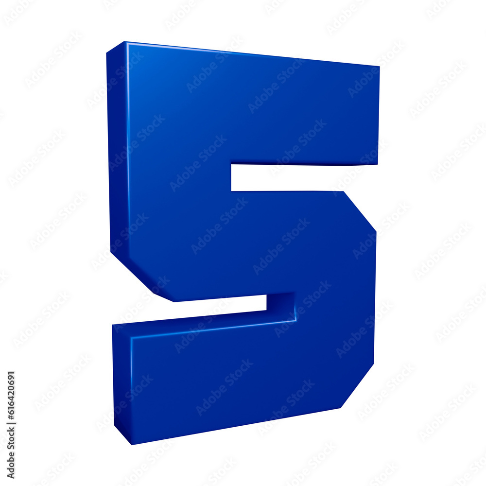 3d blue number 5 design for math, business and education concept 3d blue number 5 design for math, business and education concept