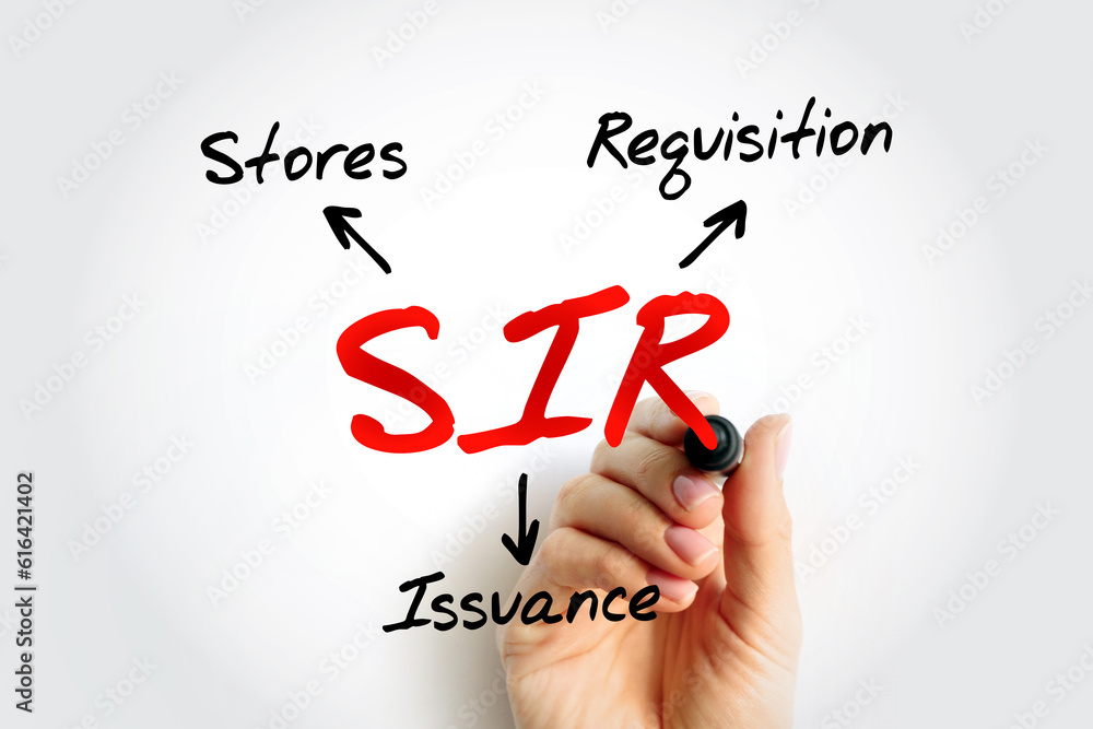 SIR Stores Issuance Requisition acronym, business concept background Stock Photo Adobe Stock