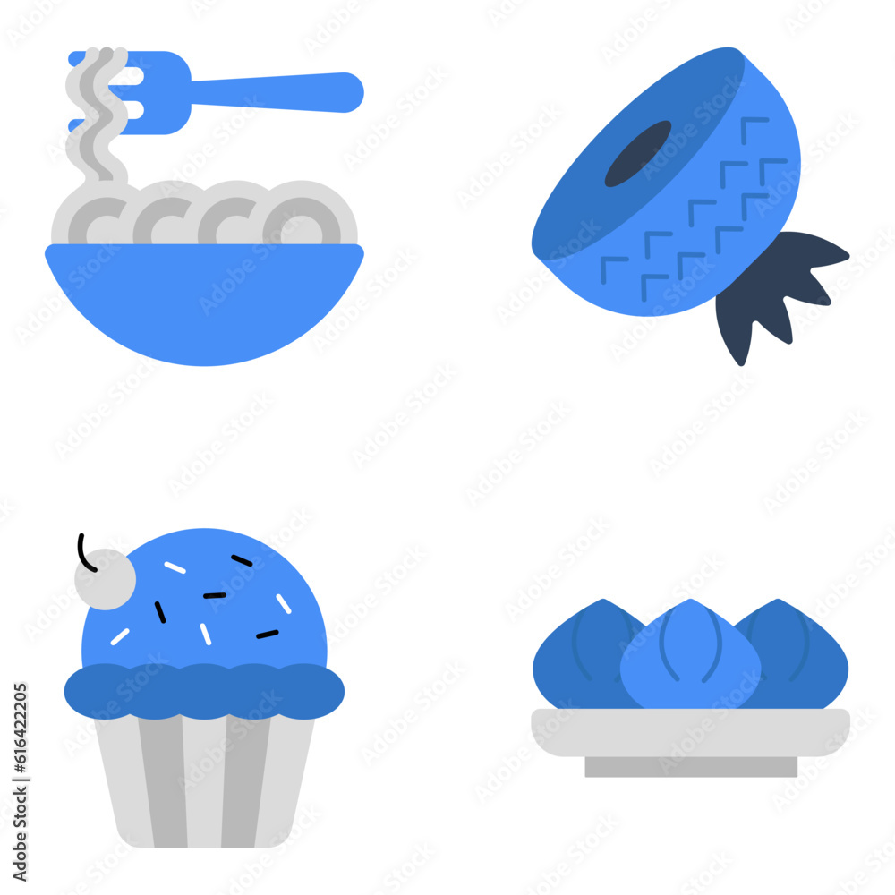 Pack of Delicious Food Flat Icons 

