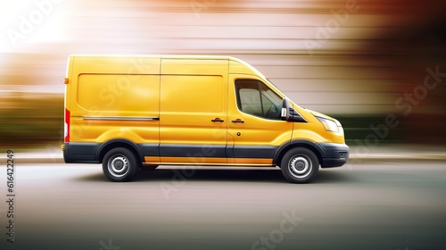 Delivery van going fast, delivers packages, Delivery transportation and logistics concept. transport truck © Banana Images