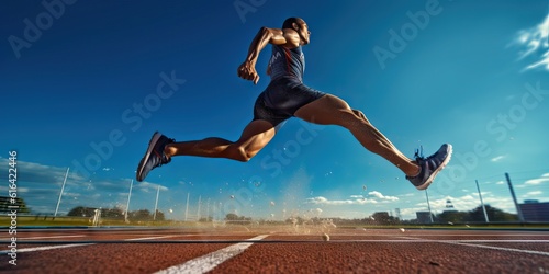 Wide angle image legs of a olympian runner during a sunny day