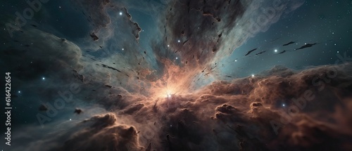 Galaxy texture with stars and beautiful nebula. Starry ight, infinite universe, milky way.View of the birth of a star in space during a nebula explosion