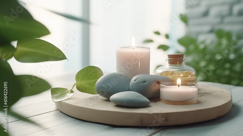 spa still life with candles, Relax still life, spa wellness concept. Cosmetic Beauty Spa Treatment. Aromatherapy body care therapy