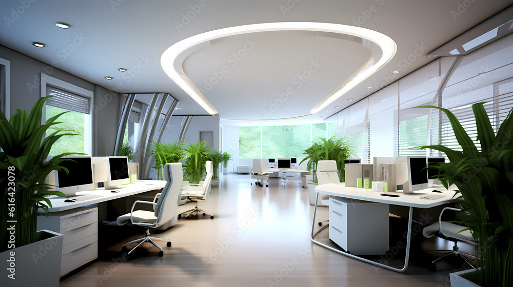 Modern office interior. Interior of a office. Modern Minimalist Room for Office Bliss.