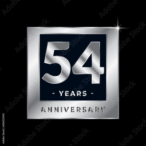 Fifty Four Years Anniversary Celebration Luxury Black and Silver Logo Emblem Isolated Vector photo