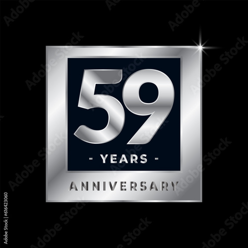 Fifty Nine Years Anniversary Celebration Luxury Black and Silver Logo Emblem Isolated Vector photo