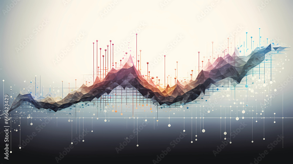 Stock Market Graph. Financial chart with up down line graph in stock