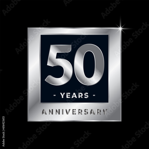 Fifty Years Anniversary Celebration Luxury Black and Silver Logo Emblem Isolated Vector