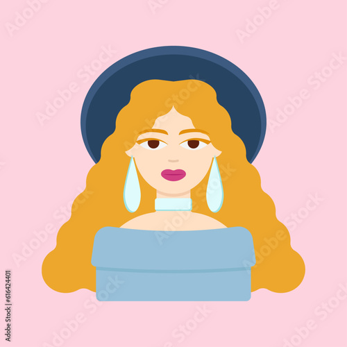 Beautiful girl with orange curly hair and beautifully dressed
