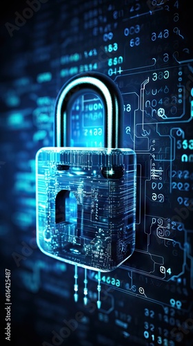 background concept of data protection and cybersecurity technology privacy.Lock Icon of Cyber Security Digital Data, Digital Data Network Protection,