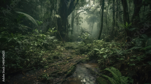 Deep tropical jungles of Southeast Asia. Generative AI