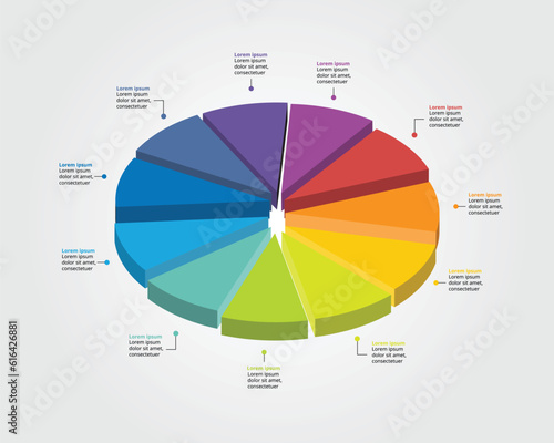 circle pie chart template for infographic for presentation for 11 element