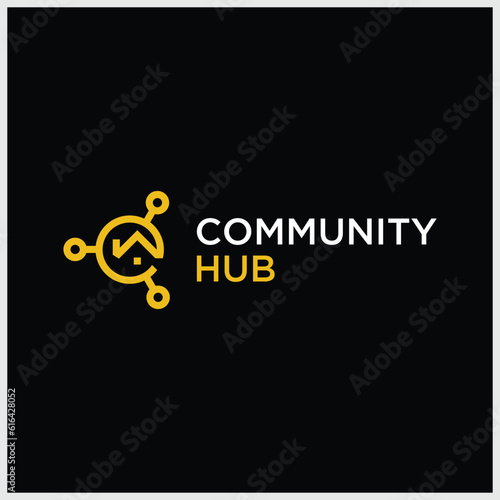 Word Mark logo related word sign HUB, connection icon, community