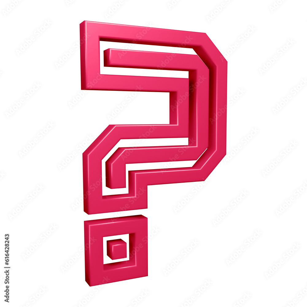 Pink question mark or icon design with border in 3d rendering Pink question mark or icon design with border in 3d rendering