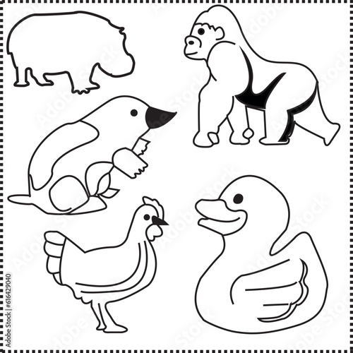 hen duck mole hippopotamu gorilla