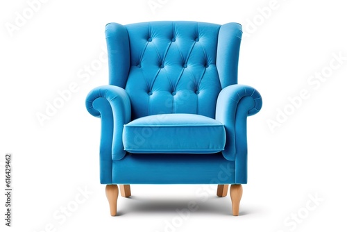 blue sofa on white background insulated 3d,Generative AI