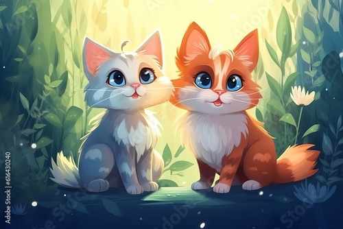 Cute cats colorful  cat day background