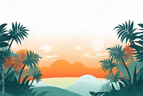 Gradient illustration beach during summer  holidays party  surf and beach day  gradient waves  sunset colors