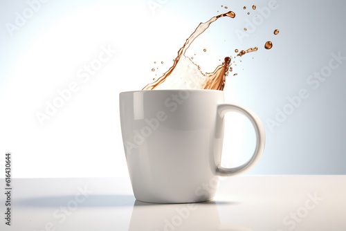 cup of coffee in isolated background splashing out 3d render