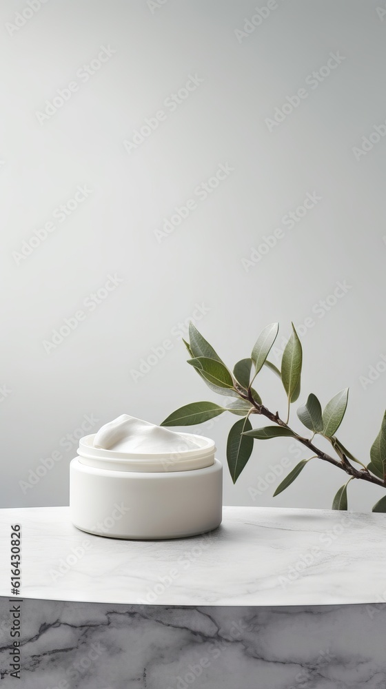 Composition with skin care products and chamomile flowers on wooden table Composition with skin care products and chamomile flowers on wooden table