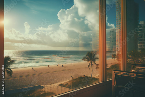 Sunny miami beach through the windows