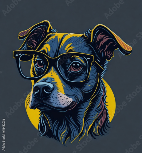 dog wearing glasses and headphones, create with Generative Ai