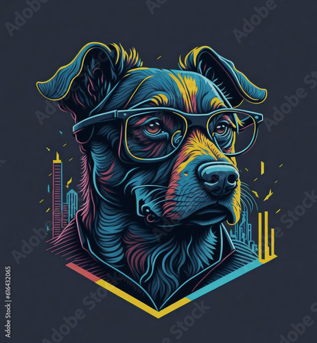 dog wearing glasses and headphones, create with Generative Ai