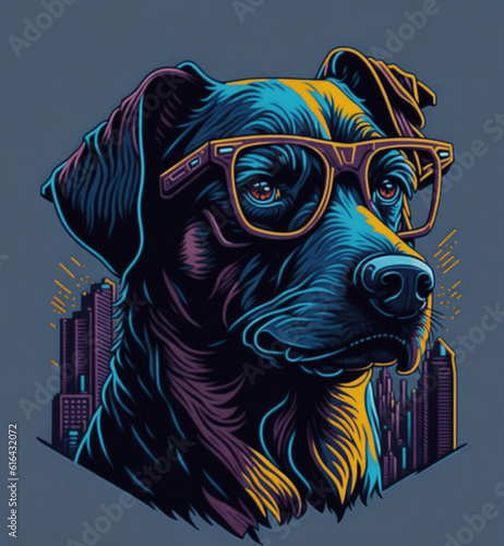 dog wearing glasses and headphones, create with Generative Ai