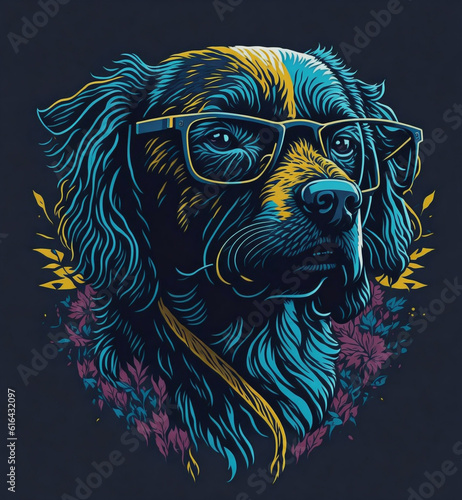 dog wearing glasses and headphones, create with Generative Ai