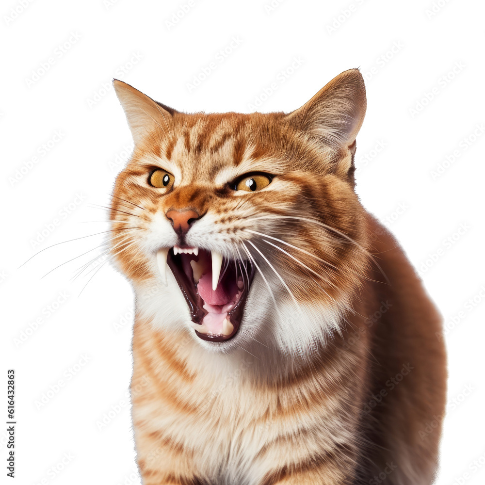 portrait of a cat isolated on transparent background cutout