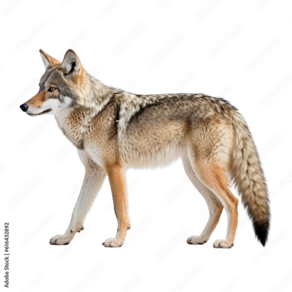 wolf isolated on transparent background cutout