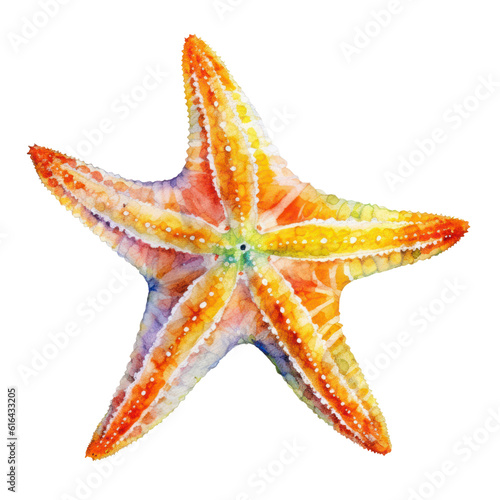 starfish watercolor isolated on transparent background cutout