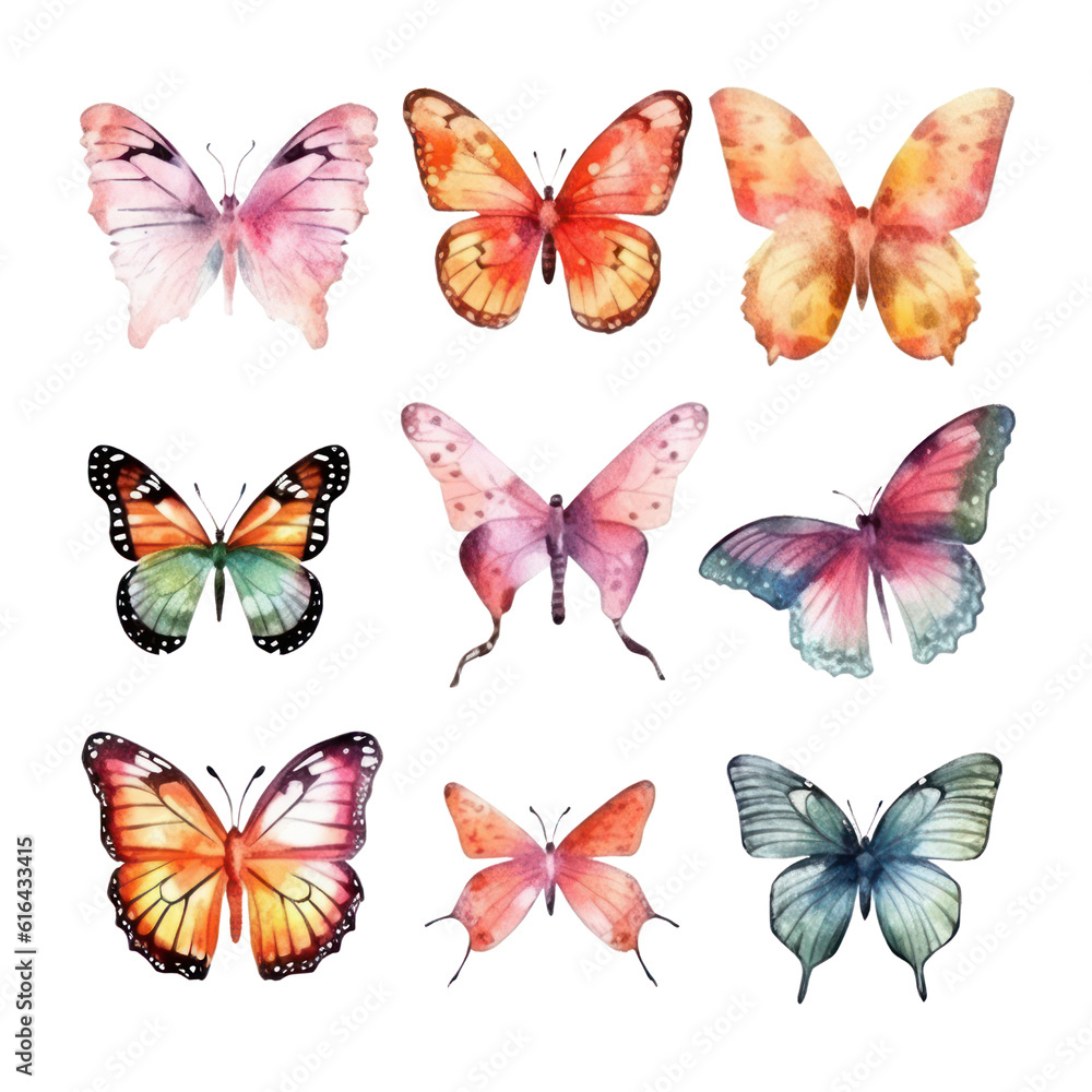 set of butterflies isolated on transparent background cutout set of butterflies isolated on transparent background cutout