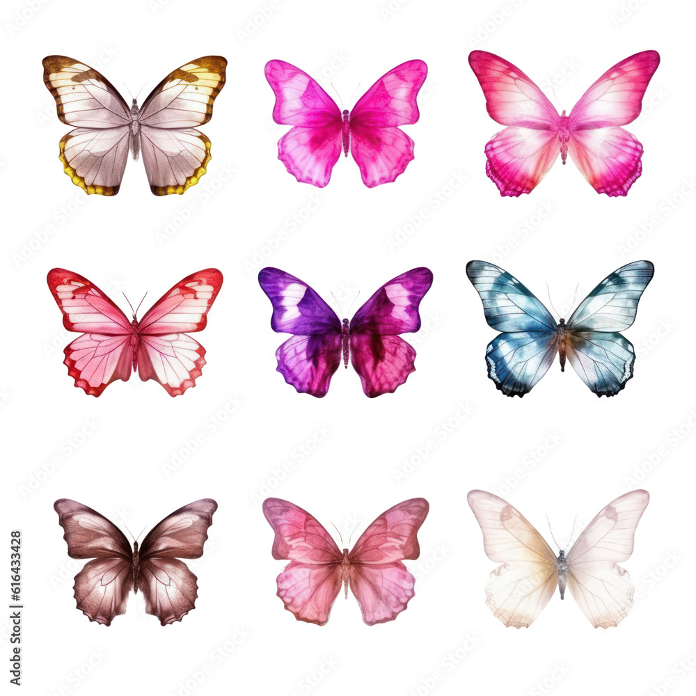set of butterflies isolated on transparent background cutout set of butterflies isolated on transparent background cutout