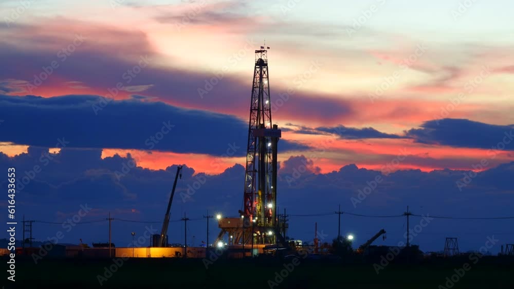 Close-up oil drilling rig in the field time lapse Close-up oil drilling rig in the field time lapse