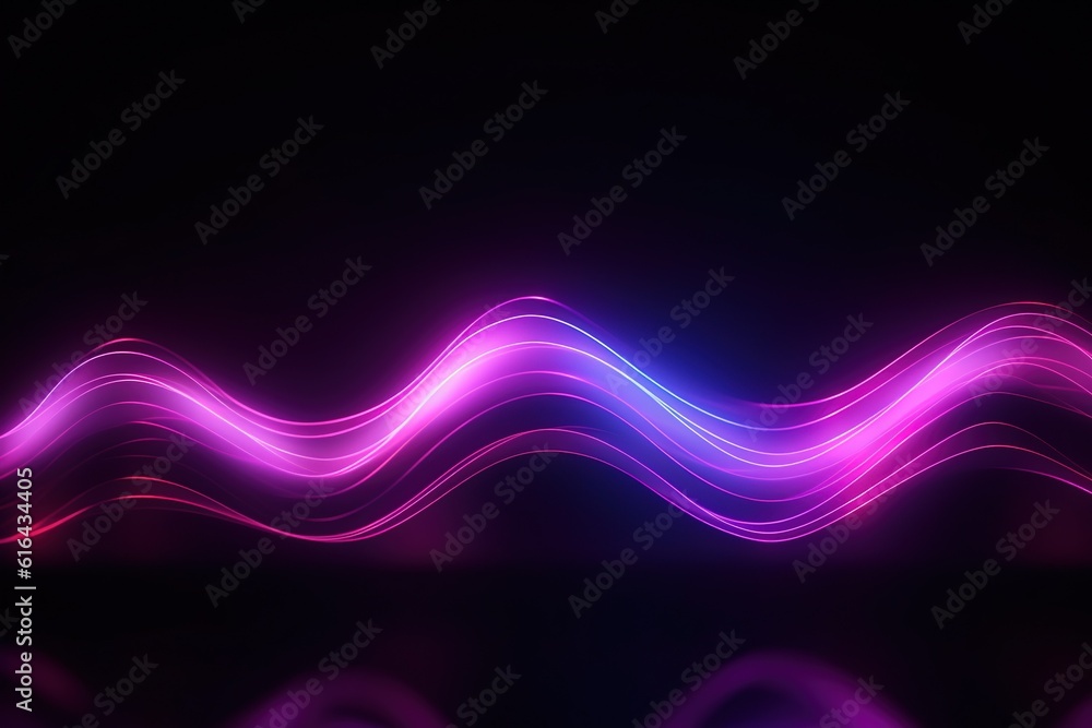 Naklejka premium abstract futuristic background with pink blue glowing neon moving high speed wave lines and bokeh lights. Data transfer concept Fantastic wallpaper, Ai Generative