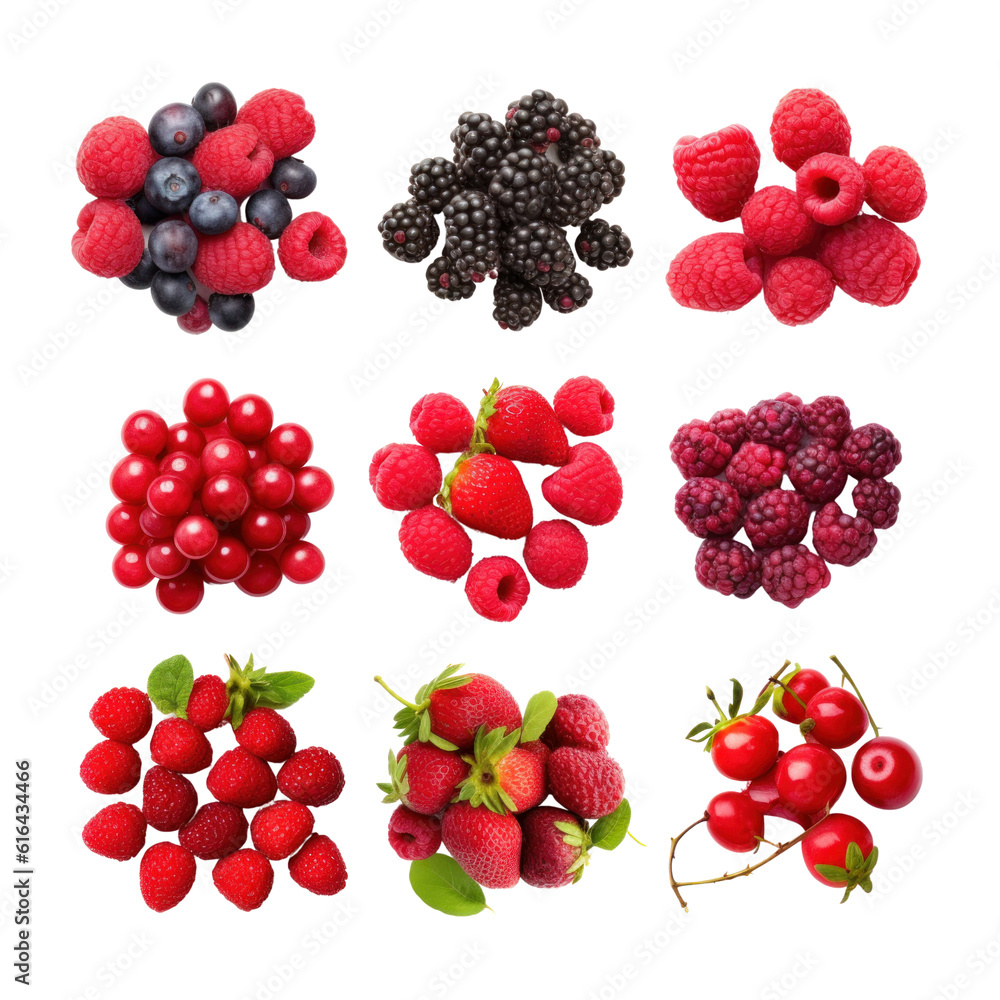 set of berries isolated on transparent background cutout set of berries isolated on transparent background cutout