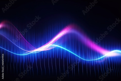 abstract futuristic background with pink blue glowing neon moving high speed wave lines and bokeh lights. Data transfer concept Fantastic wallpaper, Ai Generative