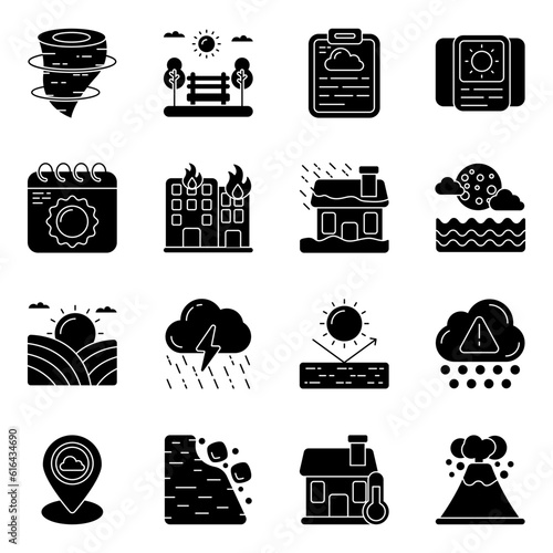 Set of Weather and Climate Solid Icons