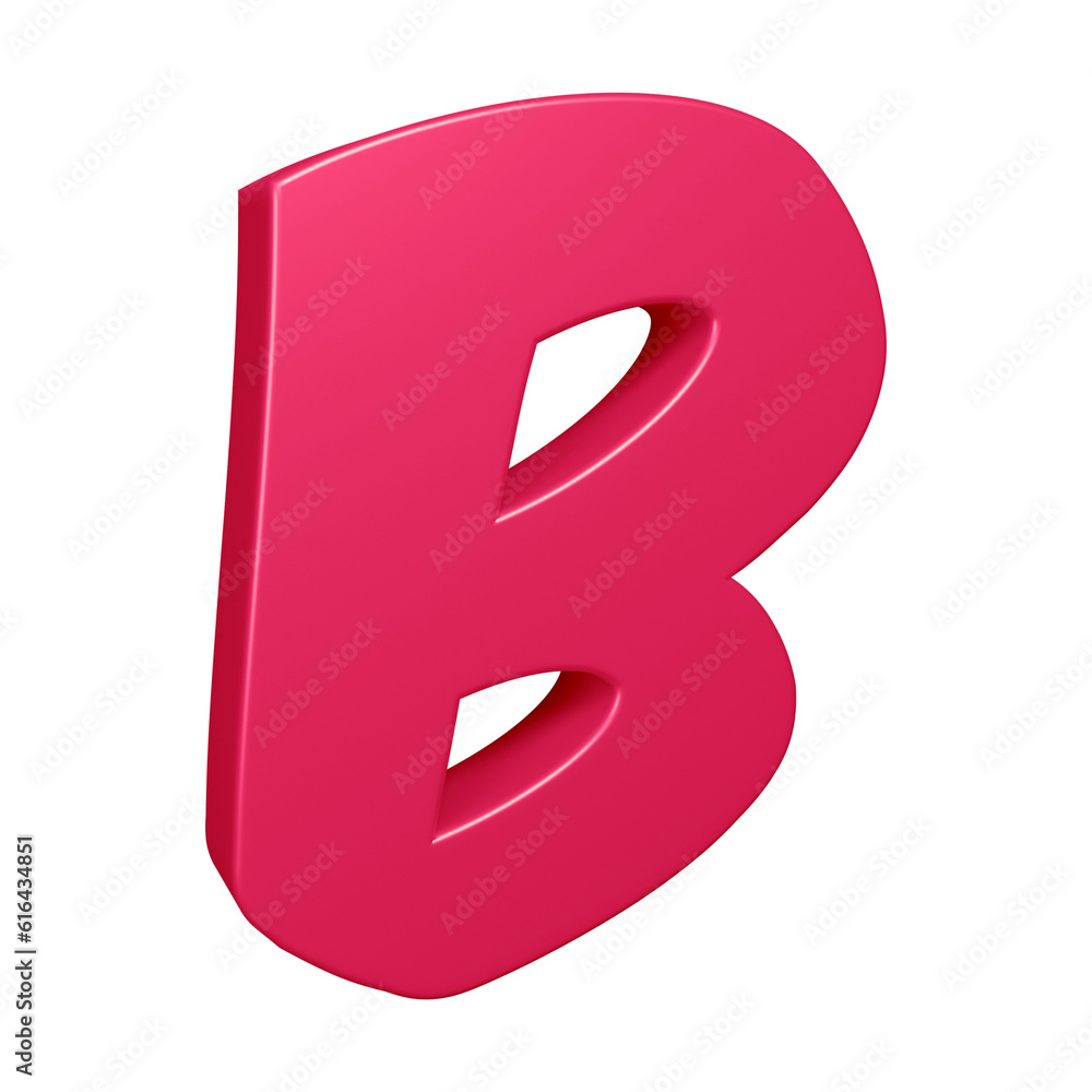 Pink alphabet letter b in 3d rendering for education, text concept Pink alphabet letter b in 3d rendering for education, text concept