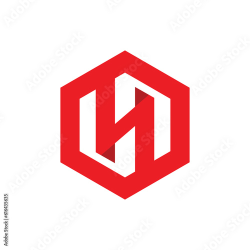 Letter N logo icon design template element with hexagonal style