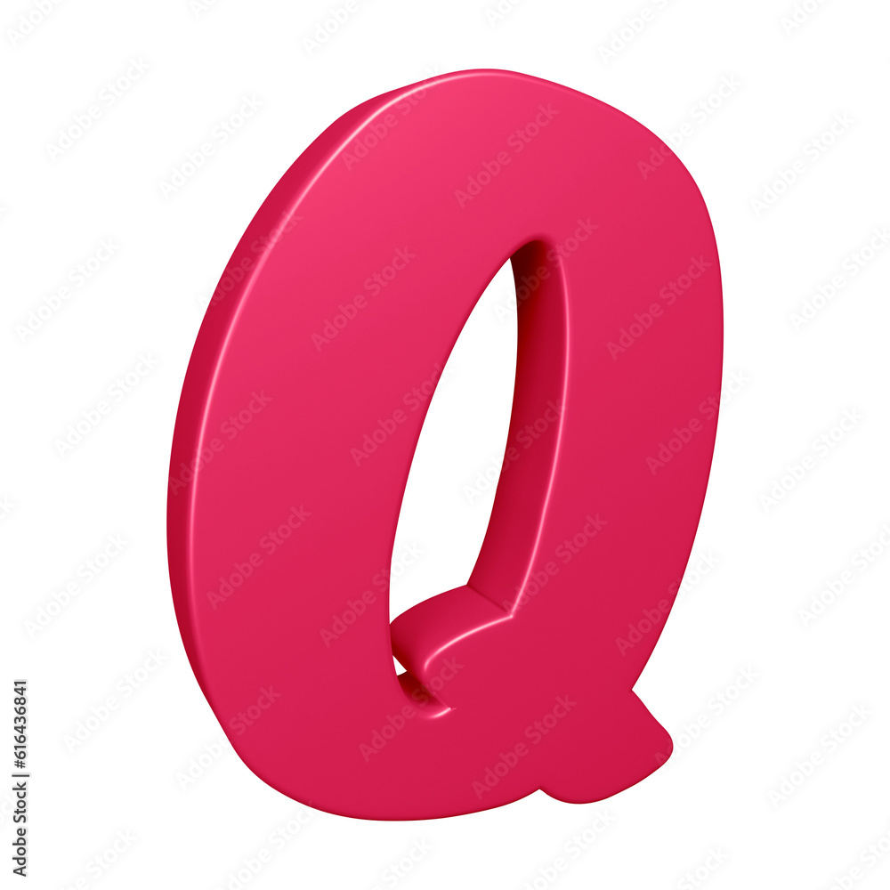 Pink alphabet letter q in 3d rendering for education, text concept Pink alphabet letter q in 3d rendering for education, text concept