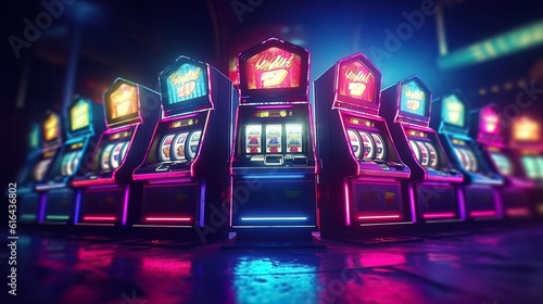 slot machine with neon light  photo