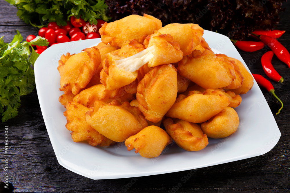 angu pastry stuffed with cheese, Brazilian snack angu pastry stuffed with cheese, Brazilian snack