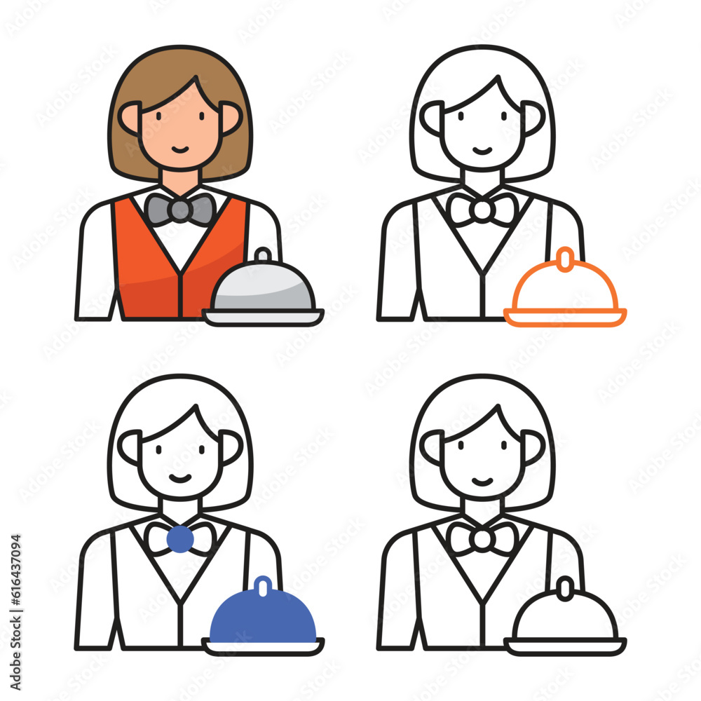 Waitress avatar icon design in four variation color Waitress avatar icon design in four variation color