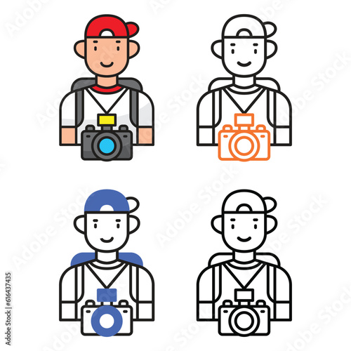 Photographer avatar icon design in four variation color
