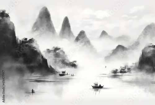 Chinese landscape ink painting