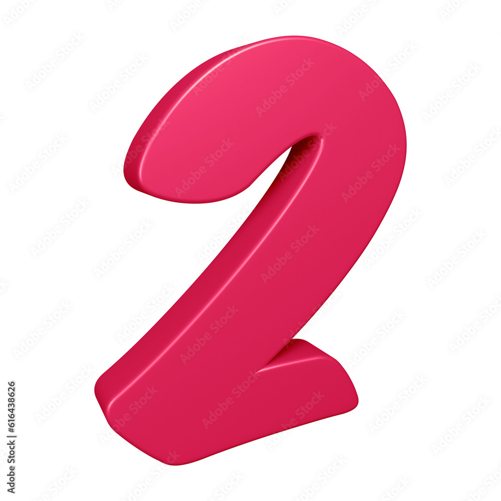 3d pink number 2 design for math, business and education concept 3d pink number 2 design for math, business and education concept