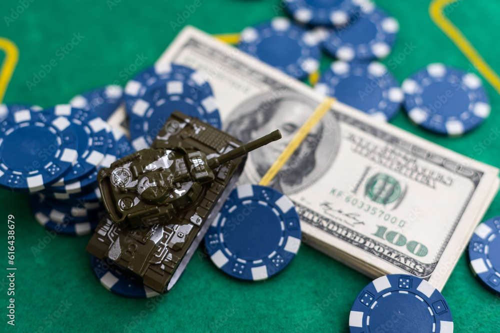 Poker chips, dollars and a pair of aces Poker chips, dollars and a pair of aces